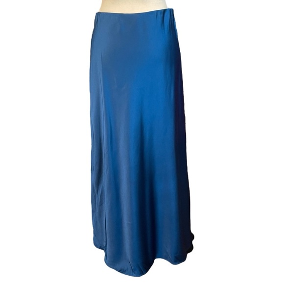 a new day Dresses & Skirts - a new day jewel sapphire blue satin midi skirt women's medium